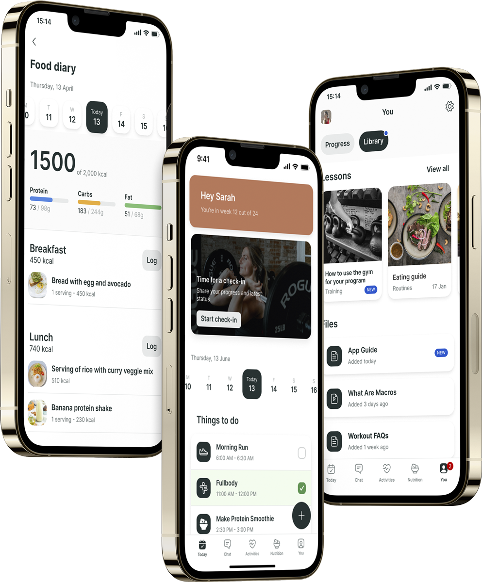 A mockup of the coaching app showcasing the features.